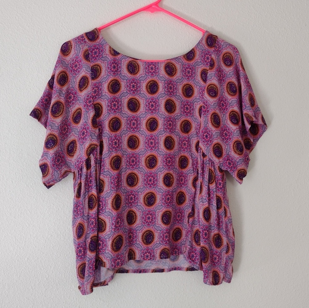 Maeve Anthropolgie Wide Sleeve Flowy Milla Blouse Pink Purple Small